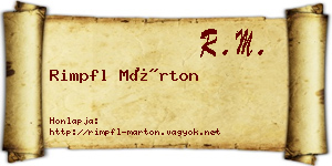 Rimpfl Márton névjegykártya